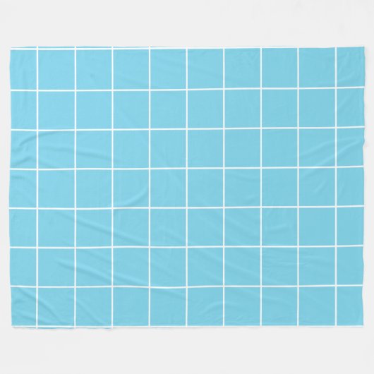 Grid Light Blue und White Fleecedecke (Vorderseite (Horizontal))