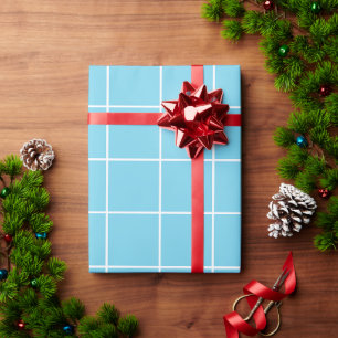 Grid Light Blue und White Geschenkpapier