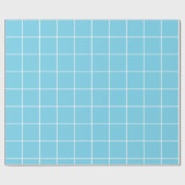 Grid Light Blue und White Geschenkpapier (Flach)