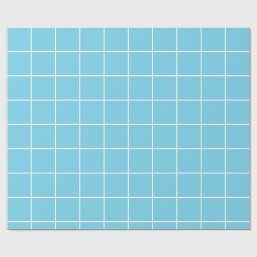 Grid Light Blue und White Geschenkpapier (Flach)
