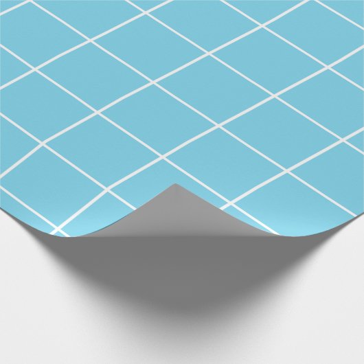 Grid Light Blue und White Geschenkpapier (Ecke)