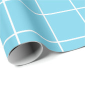 Grid Light Blue und White Geschenkpapier (Rolleneckpunkt)
