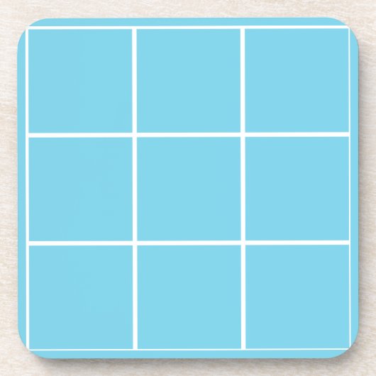 Grid Light Blue und White Getränkeuntersetzer (Vorderseite)