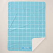 Grid Light Blue und White Sherpadecke (Vorderseite)