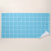 Grid Light Blue und White Strandtuch (Vorderseite)