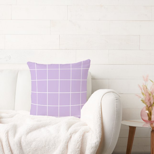 Grid Lilac und White Kissen (Liege)