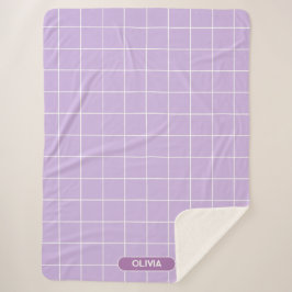 Grid Lilac und White Sherpadecke