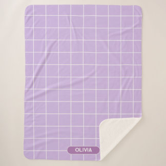 Grid Lilac und White Sherpadecke