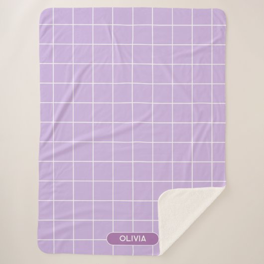 Grid Lilac und White Sherpadecke (Vorderseite)