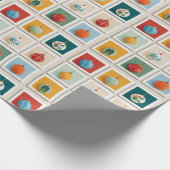Grid of Bright Christmas Tree Icons Geschenkpapier (Ecke)