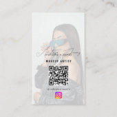 Grid-QR-Code des Influencer-Fotos Schwarz-weiß Gef Visitenkarte (Vorderseite)