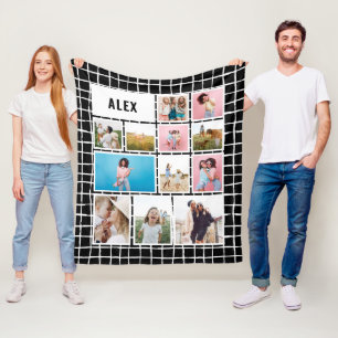 Grid Schwarz-weiß 12 Foto modern minimalistisch ab Fleecedecke