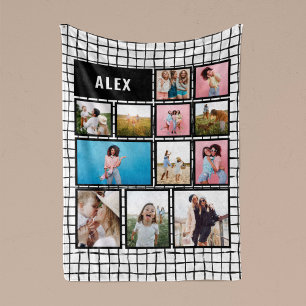 Grid Schwarz-weiß 12 Foto modern minimalistisch ab Fleecedecke