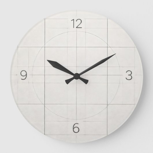 Grid Time — Minimal Architectural Große Wanduhr (Vorderseite)