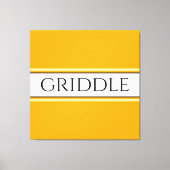 GRIDDLE Bright Golden Yellow White Strips Text Leinwanddruck (Vorderseite)