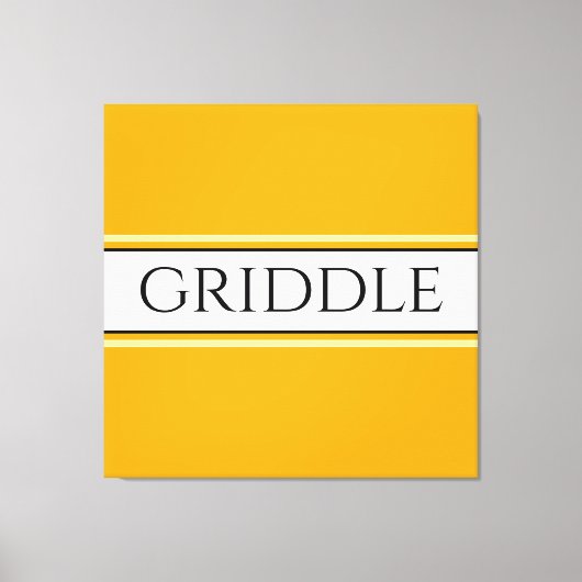 GRIDDLE Bright Golden Yellow White Strips Text Leinwanddruck (Vorderseite)