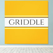 GRIDDLE Bright Golden Yellow White Strips Text Leinwanddruck (Insitu (Holzboden))