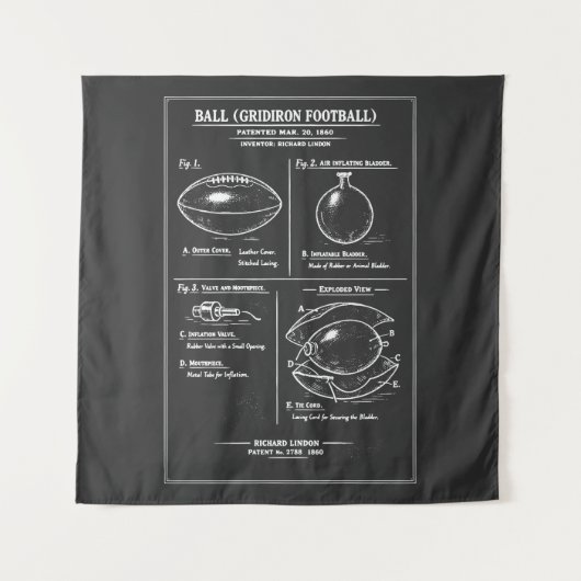 Gridiron-Fußball-Blueprint Wandteppich (Vorderseite)