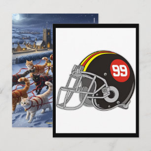 Gridiron Glory Helm mit US-Flagge Feiertagspostkarte