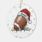 Gridiron Glow: Football with Santa Hat Keramik Ornament (Links)