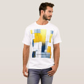 Gridlight Composition — Urban Blocks in Gold & Blu T-Shirt (Vorne ganz)