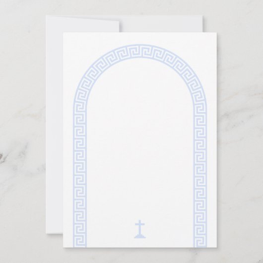 Grieche Arch White Blue Taufe Einladung (Rückseite)