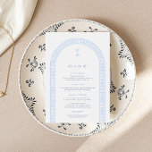 Grieche Arch White Blue Taufe Menükarte