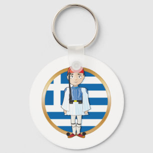 Grieche Evzone mit Flagge Schlüsselanhänger