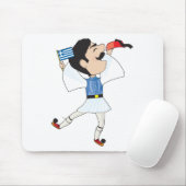 Grieche Evzone Tanzen mit Flagge Mousepad (Mit Mouse)