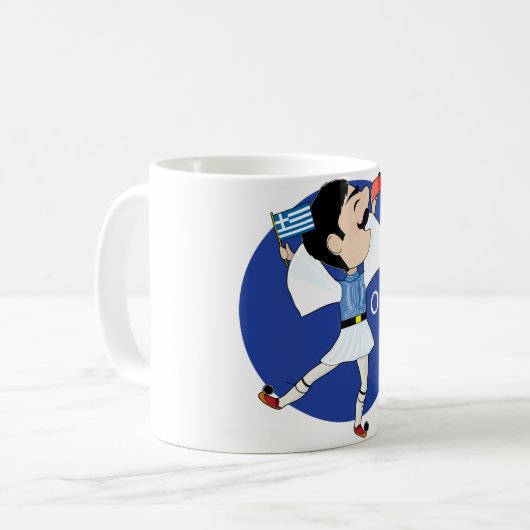 Grieche Evzone Tanzen mit Flagge OPA! Kaffeetasse (Vorderseite Links)