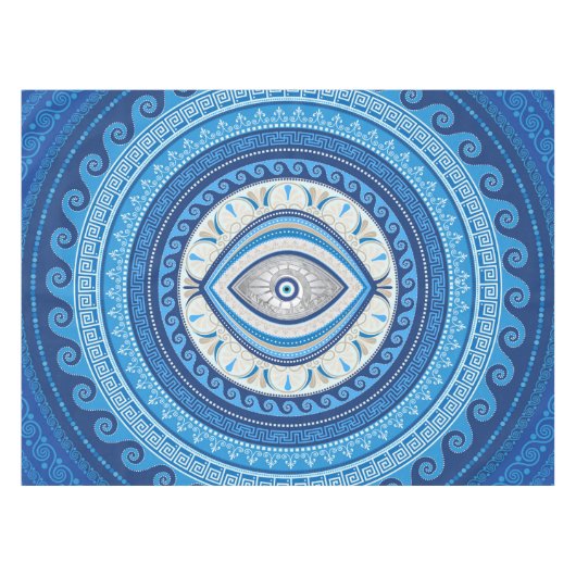 Grieche Mati Mataki - griechische Blicksverzierung Tischdecke (Vorderseite (Horizontal))