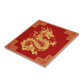 Grieche Rahmen Gold Dragon Muster Rot Fliese (Seite)