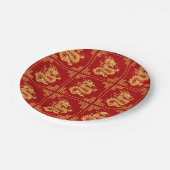 Grieche Rahmen Gold Dragon Muster Rot Pappteller (Schrägansicht)