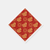 Grieche Rahmen Gold Dragon Muster Rot Serviette (Ecke)