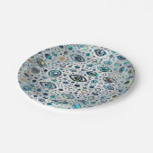 Griechen-Eye-Muster Abalone-Muschel und Gold Pappteller (Schrägansicht)