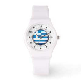 Griechen-Fahne Sporty White Silicon Watch für Frau Armbanduhr