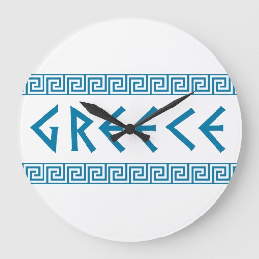 Griechen-Landschaft-Text-Namen-Symbol griechischen Große Wanduhr (Vorderseite)