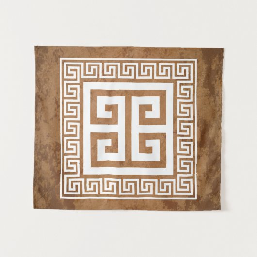 Griechen-Muster, weißes Design Wandteppich (Vorderseite (Horizontal))