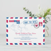 Griechenland Air Mail Wedding rettet das Datum Save The Date (Stehend Vorderseite)