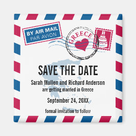 Griechenland Air Mail Wedding Save the Date Magnet