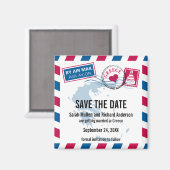 Griechenland Air Mail Wedding Save the Date Magnet (Vorderseite/Rückseite)