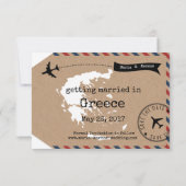 Griechenland Airmail Gepäckmarke Rett Datum mit Ka Save The Date (Rückseite)