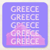 Griechenland, Athen - Kunst des Reisens, Retro-Kun Rechteckiger Pappuntersetzer (Vorderseite)