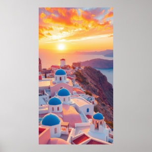Griechenland bei Sonnenuntergang Poster