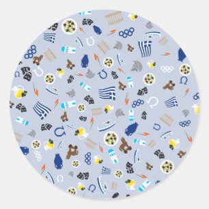 Griechenland: berühmte Einzelteile des Landes Runder Aufkleber