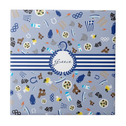 Griechenland: berühmte Gegenstände des Landes Fliese (Vorderseite)