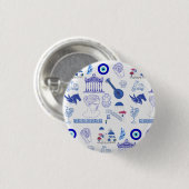 Griechenland Blau und Weiß Button (Vorne & Hinten)