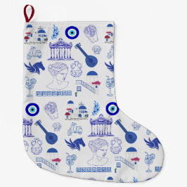 Griechenland Blau und Weiß Großer Weihnachtsstrumpf