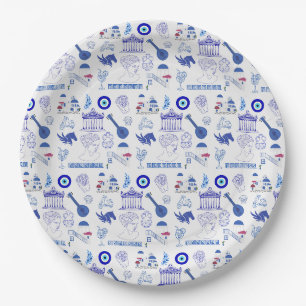 Griechenland Blau und Weiß Pappteller