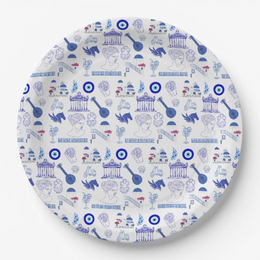 Griechenland Blau und Weiß Pappteller (Vorderseite)